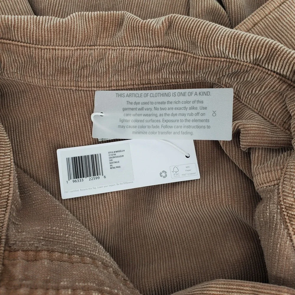 Outerknown Womens XXL Blanket Corduroy Shirt Dress Brown 100% Organic Cotton New